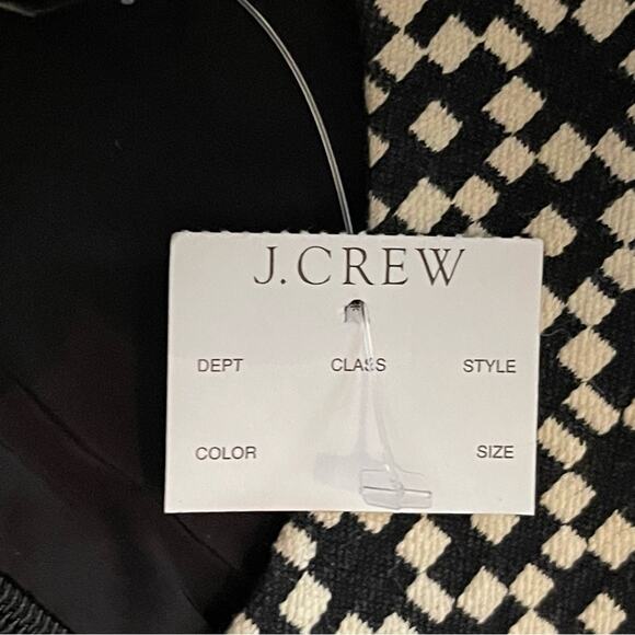 J Crew Black Cream Geometric Academia Office Sheath Dress NWT Size 8 - Picture 9 of 15